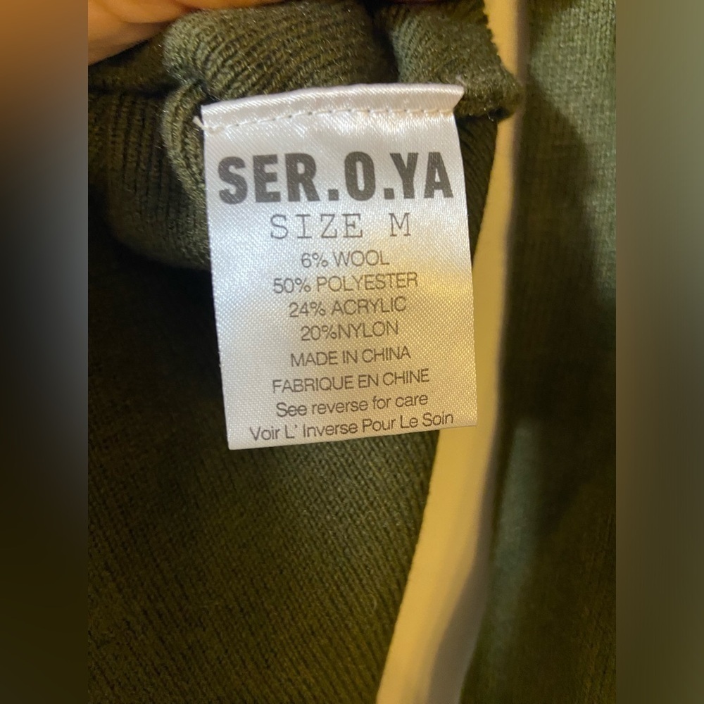 SER.O.YA NWT Diana Dress Long Sleeve Ruched Turtleneck with Slit Size M Green - Picture 14 of 14